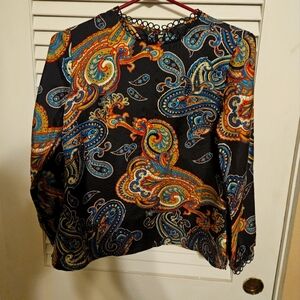 J. Crew Paisley Print Women's Top - Multicolor, Silk Size 4
